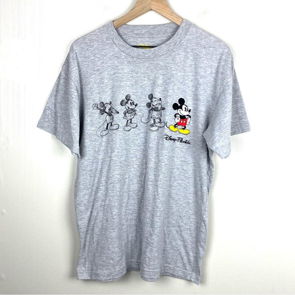Walt Disney World Shirt Mens Large Gray Tee Embroidered Mickey Mouse
